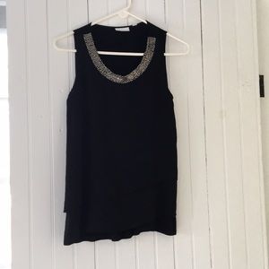 Shirt with embellished round neck